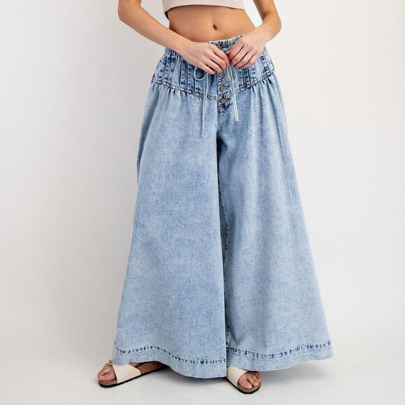 NWT ee:some Mineral-Washed Wide Leg Denim Pants โ Light Wash - Picture 14 of 16